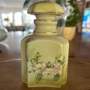 Vintage Nippon Porcelain Hand Painted Pink Floral Perfume Bottle. Shabby Chic